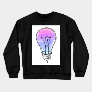 Lightbulb Watercolor Pink Purple Blue Gradient Continuous Line drawing Crewneck Sweatshirt